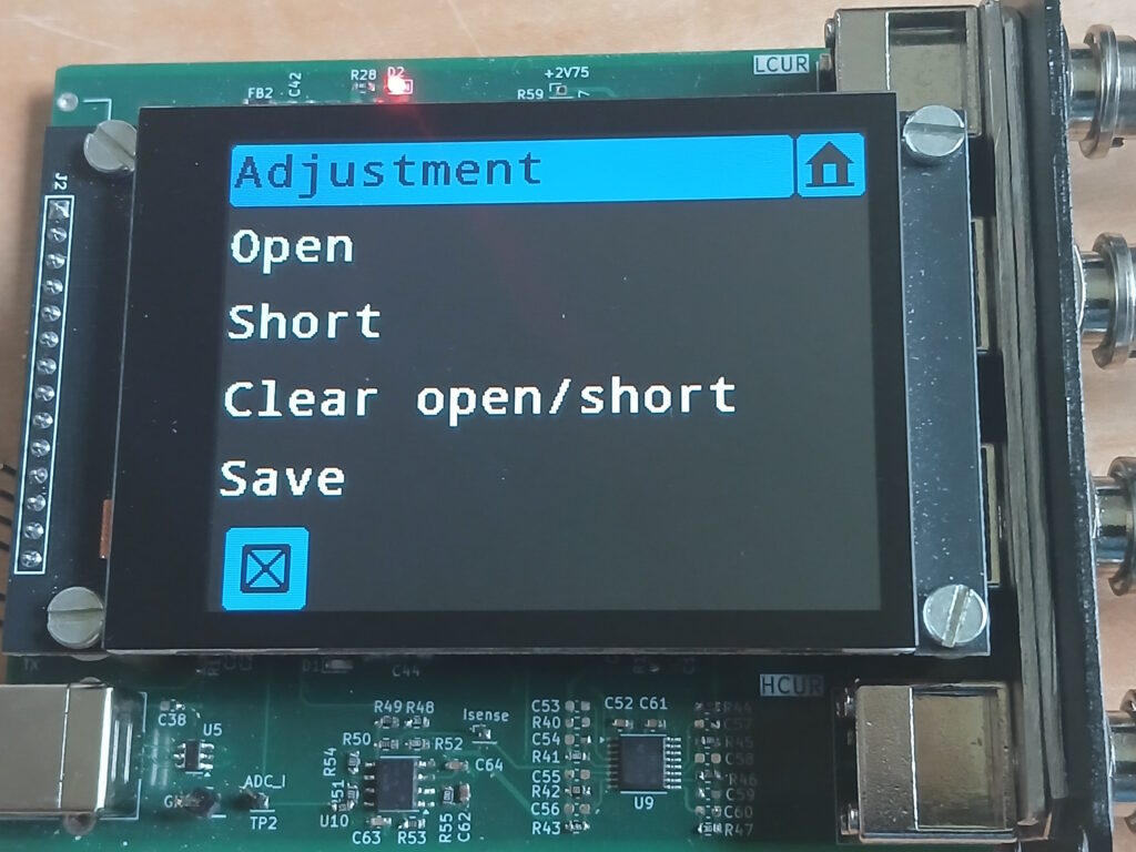 LCR-Meter Adjustment Screen